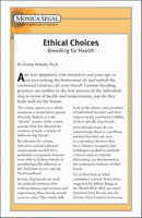 Ethical Choices: Breeding For Health - Susan Vargas
